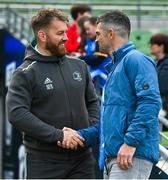 13 May 2023; Leinster contact skills coach Sean O'Brien, left, with former teammate Rob Kearney before the United Rugby Championship Semi-Final match between Leinster and Munster at the Aviva Stadium in Dublin. Photo by Brendan Moran/Sportsfile