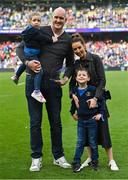 13 May 2023; Former Leinster player Devin Toner, accompanied by his wife Mary and children, Grace and Max, after being introduced to the crowd at half-time in the United Rugby Championship Semi-Final match between Leinster and Munster at the Aviva Stadium in Dublin. Photo by Brendan Moran/Sportsfile
