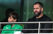 13 May 2023; Ireland head coach Andy Farrell and his son Gabriel in attendance during the United Rugby Championship Semi-Final match between Leinster and Munster at the Aviva Stadium in Dublin. Photo by Brendan Moran/Sportsfile