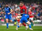 13 May 2023; Gavin Coombes of Munster is tackled by Luke McGrath of Leinster during the United Rugby Championship Semi-Final match between Leinster and Munster at the Aviva Stadium in Dublin. Photo by Brendan Moran/Sportsfile