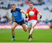 14 May 2023; Conall McKeever of Louth in action against Cormac Costello of Dublin during the Leinster GAA Football Senior Championship Final match between Dublin and Louth at Croke Park in Dublin. Photo by Stephen Marken/Sportsfile