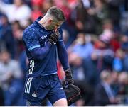 14 May 2023; Dublin goalkeeper Stephen Cluxton kisses the Dublin crest on his jersey as he makes his way to his goals at Hill 16 before the Leinster GAA Football Senior Championship Final match between Dublin and Louth at Croke Park in Dublin. Photo by Piaras Ó Mídheach/Sportsfile