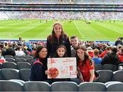 14 May 2023; Louth supporters, from left, Hannah Culligan, Aoife Conroy, Rachel Culligan, Amy Holly, and Darragh Culligan before the Leinster GAA Football Senior Championship Final match between Dublin and Louth at Croke Park in Dublin. Photo by Stephen Marken/Sportsfile