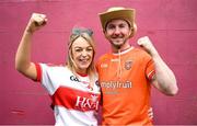 14 May 2023; Derry and Armagh supporters Theresa and Ronan Rush before the Ulster GAA Football Senior Championship Final match between Armagh and Derry at St Tiernach’s Park in Clones, Monaghan. Photo by Harry Murphy/Sportsfile