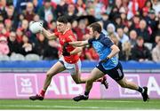 14 May 2023; Daire McConnon of Louth in action against Jack McCaffrey of Dublin during the Leinster GAA Football Senior Championship Final match between Dublin and Louth at Croke Park in Dublin. Photo by Stephen Marken/Sportsfile