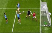 14 May 2023; Paul Mannion of Dublin, 13, scores his side's first goal during the Leinster GAA Football Senior Championship Final match between Dublin and Louth at Croke Park in Dublin. Photo by Seb Daly/Sportsfile