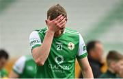 14 May 2023; Joseph McGill of London reacts after the Tailteann Cup Group 1 Round 1 match between Offaly and London at Glenisk O'Connor Park in Tullamore, Offaly. Photo by Eóin Noonan/Sportsfile