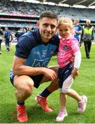 14 May 2023; Niall Scully of Dublin celebrates with his niece Aoibheann, 4, after the Leinster GAA Football Senior Championship Final match between Dublin and Louth at Croke Park in Dublin. Photo by Stephen Marken/Sportsfile
