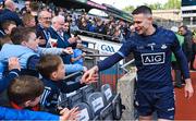 14 May 2023; Dublin goalkeeper Stephen Cluxton talks to supporters after his side's victory in the Leinster GAA Football Senior Championship Final match between Dublin and Louth at Croke Park in Dublin. Photo by Piaras Ó Mídheach/Sportsfile