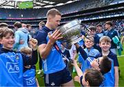 14 May 2023; Paul Mannion of Dublin shows the Delaney Cup to children after the Leinster GAA Football Senior Championship Final match between Dublin and Louth at Croke Park in Dublin. Photo by Piaras Ó Mídheach/Sportsfile