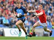 14 May 2023; Seán Bugler of Dublin in action against Donal McKenny of Louth during the Leinster GAA Football Senior Championship Final match between Dublin and Louth at Croke Park in Dublin. Photo by Stephen Marken/Sportsfile