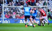 14 May 2023; The Louth goal empty after Louth goalkeeper James Califf went on an attack that broke down during the Leinster GAA Football Senior Championship Final match between Dublin and Louth at Croke Park in Dublin. Photo by Piaras Ó Mídheach/Sportsfile