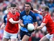 14 May 2023; James McCarthy of Dublin in action against Liam Jackson, left, and Leonard Grey of Louth during the Leinster GAA Football Senior Championship Final match between Dublin and Louth at Croke Park in Dublin. Photo by Piaras Ó Mídheach/Sportsfile