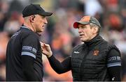 14 May 2023; Armagh manager Kieran McGeeney, right, and Armagh coach Kieran Donaghy during the Ulster GAA Football Senior Championship Final match between Armagh and Derry at St Tiernach’s Park in Clones, Monaghan. Photo by Ramsey Cardy/Sportsfile