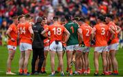 14 May 2023; Armagh manager Kieran McGeeney speaks to his players during the Ulster GAA Football Senior Championship Final match between Armagh and Derry at St Tiernach’s Park in Clones, Monaghan. Photo by Harry Murphy/Sportsfile