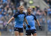 14 May 2023; Dublin players Paul Mannion, left, and James McCarthy during the Leinster GAA Football Senior Championship Final match between Dublin and Louth at Croke Park in Dublin. Photo by Seb Daly/Sportsfile