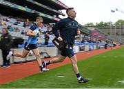 14 May 2023; Dublin goalkeeper Stephen Cluxton, right, and Paul Mannion run out before the Leinster GAA Football Senior Championship Final match between Dublin and Louth at Croke Park in Dublin. Photo by Seb Daly/Sportsfile