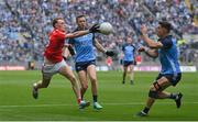 14 May 2023; Leonard Grey of Louth in action against David Byrne of Dublin, right, during the Leinster GAA Football Senior Championship Final match between Dublin and Louth at Croke Park in Dublin. Photo by Seb Daly/Sportsfile