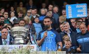 14 May 2023; Dublin captain James McCarthy with the Delaney Cup after his side's victory in the Leinster GAA Football Senior Championship Final match between Dublin and Louth at Croke Park in Dublin. Photo by Seb Daly/Sportsfile