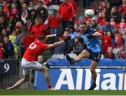 14 May 2023; Ciarán Kilkenny of Dublin in action against Conall McKeever of Louth during the Leinster GAA Football Senior Championship Final match between Dublin and Louth at Croke Park in Dublin. Photo by Seb Daly/Sportsfile