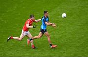 14 May 2023; Niall Scully of Dublin in action against Dan Corcoran of Louth during the Leinster GAA Football Senior Championship Final match between Dublin and Louth at Croke Park in Dublin. Photo by Seb Daly/Sportsfile