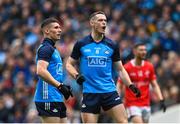 14 May 2023; Dublin players Lee Gannon, left, and Brian Fenton during the Leinster GAA Football Senior Championship Final match between Dublin and Louth at Croke Park in Dublin. Photo by Seb Daly/Sportsfile