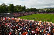 14 May 2023; The Derry and Armagh teams parade before the Ulster GAA Football Senior Championship Final match between Armagh and Derry at St Tiernach’s Park in Clones, Monaghan. Photo by Ramsey Cardy/Sportsfile