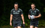 15 May 2023; James Lowe and Nick McCarthy during a Leinster Rugby squad training session at UCD in Dublin. Photo by Harry Murphy/Sportsfile