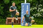 15 May 2023; Tadhg Furlong and James Lowe during a Leinster Rugby squad training session at UCD in Dublin. Photo by Harry Murphy/Sportsfile