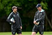 15 May 2023; Backs coach Andrew Goodman and head coach Leo Cullen during a Leinster Rugby squad training session at UCD in Dublin. Photo by Harry Murphy/Sportsfile