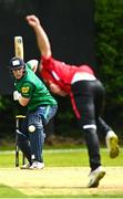 15 May 2023; Tyrone Kane of Munster Reds delivers to Shane Getkate of North West Warriors during the Cricket Ireland Inter-Provincial Series match between Munster Reds and North West Warriors at The Mardyke in Cork. Photo by Eóin Noonan/Sportsfile