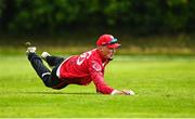 15 May 2023; Ben White of Munster Reds in action during the Cricket Ireland Inter-Provincial Series match between Munster Reds and North West Warriors at The Mardyke in Cork. Photo by Eóin Noonan/Sportsfile