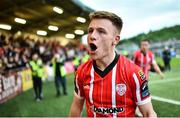 15 May 2023; Brandon Kavanagh of Derry City celebrates after scoring his side's second goal during the SSE Airtricity Men's Premier Division match between Derry City and Dundalk at The Ryan McBride Brandywell Stadium in Derry. Photo by Ramsey Cardy/Sportsfile