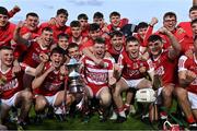 15 May 2023; Cork players celebrate after their side's victory in the oneills.com Munster GAA Hurling U20 Championship Final match between Cork and Clare at TUS Gaelic Grounds in Limerick. Photo by Piaras Ó Mídheach/Sportsfile