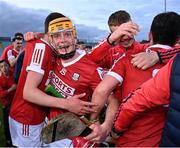 15 May 2023; Ross O'Sullivan of Cork celebrates after his side's victory in the oneills.com Munster GAA Hurling U20 Championship Final match between Cork and Clare at TUS Gaelic Grounds in Limerick. Photo by Piaras Ó Mídheach/Sportsfile