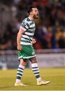 15 May 2023; Richie Towell of Shamrock Rovers celebrates after scoring his side's second goal during the SSE Airtricity Men's Premier Division match between Shamrock Rovers and St Patrick's Athletic at Tallaght Stadium in Dublin. Photo by Stephen McCarthy/Sportsfile