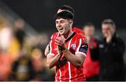 15 May 2023; Adam O'Reilly of Derry City after the SSE Airtricity Men's Premier Division match between Derry City and Dundalk at The Ryan McBride Brandywell Stadium in Derry. Photo by Ramsey Cardy/Sportsfile