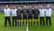 14 May 2023; Referee Conor Lane with his match officials before the Leinster GAA Football Senior Championship Final match between Dublin and Louth at Croke Park in Dublin. Photo by Piaras Ó Mídheach/Sportsfile