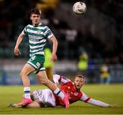 15 May 2023; Johnny Kenny of Shamrock Rovers in action against Jamie Lennon of St Patrick's Athletic during the SSE Airtricity Men's Premier Division match between Shamrock Rovers and St Patrick's Athletic at Tallaght Stadium in Dublin. Photo by Stephen McCarthy/Sportsfile