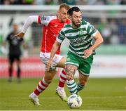15 May 2023; Richie Towell of Shamrock Rovers in action against Jamie Lennon of St Patrick's Athletic during the SSE Airtricity Men's Premier Division match between Shamrock Rovers and St Patrick's Athletic at Tallaght Stadium in Dublin. Photo by Stephen McCarthy/Sportsfile