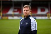 16 May 2023; Shelbourne manager Damien Duff poses for a portrait after a media conference at Tolka Park in Dublin. Photo by David Fitzgerald/Sportsfile