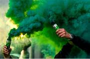 15 May 2023; Shamrock Rovers supporters use smoke bombs before the SSE Airtricity Men's Premier Division match between Shamrock Rovers and St Patrick's Athletic at Tallaght Stadium in Dublin. Photo by Tyler Miller/Sportsfile