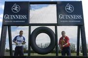 21 June 2004; Rival captains Ken McGrath, left, and Ben O'Connor, Cork, go head to head in advance of the Guinness Hunster Hurling Final. Ken and Ben are pictured testing their skills at the launch of the Guinness Training Booth, which makes it's debut appearance at next Sunday's Guinness Munster Hurling Final in Thurles. Picture credit; Brendan Moran / SPORTSFILE