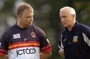 21 June 2004; Brian Noble, left, Bradford Bulls coach, speaks to Sean Boylan, Meath manager, at a Meath football and Bradford Bulls Rugby League training session. Dalgan Park, Navan, Co. Meath. Picture credit; Damien Eagers / SPORTSFILE