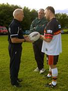 21 June 2004; Meath football manager Sean Boylan, left, and Meath selector David Beggy, centre, speak with Bradford Bulls coach Brian Noble during a Meath football and Bradford Bulls Rugby League training session. Dalgan Park, Navan, Co. Meath. Picture credit; Damien Eagers / SPORTSFILE