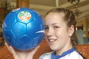 22 June 2004; The eircom League FAI Pepsi Summer Soccer Schools Kids Go Free Promotion was launched today. Pictured at the launch is Noelle Brennan aged 12 from Dublin. Portmarnock Hotel & Golf Links, Strand Road, Portmarnock, Co Dublin. Picture credit; Damien Eagers / SPORTSFILE