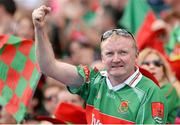 25 August 2013; A Mayo supporter celebrates a score. GAA Football All-Ireland Senior Championship Semi-Final, Mayo v Tyrone, Croke Park, Dublin. Picture credit: Stephen McCarthy / SPORTSFILE