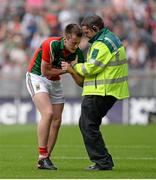 25 August 2013; Cillian O'Connor, Mayo, receives medical attention before being substituted in the first half. GAA Football All-Ireland Senior Championship Semi-Final, Mayo v Tyrone, Croke Park, Dublin. . Picture credit: Oliver McVeigh / SPORTSFILE