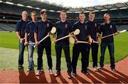 27 August 2013; In attendance at the launch of the Kilmacud Crokes All-Ireland Hurling Sevens are, from left, Offaly hurling manager Ollie Baker, Dublin hurlers Ryan O'Dwyer and Sean McGrath, former Cork goalkeeper Donal Og Cusack, Dublin hurler Niall Corcoran, Dublin Under 21 hurler Caolan Conway and former Tipperary hurler Tommy Dunne. Croke Park, Dublin. Photo by Sportsfile