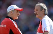 25 August 2013; Tyrone manager Mickey Harte with selector Tony Donnelly, right. GAA Football All-Ireland Senior Championship Semi-Final, Mayo v Tyrone, Croke Park, Dublin. Picture credit: Brendan Moran / SPORTSFILE